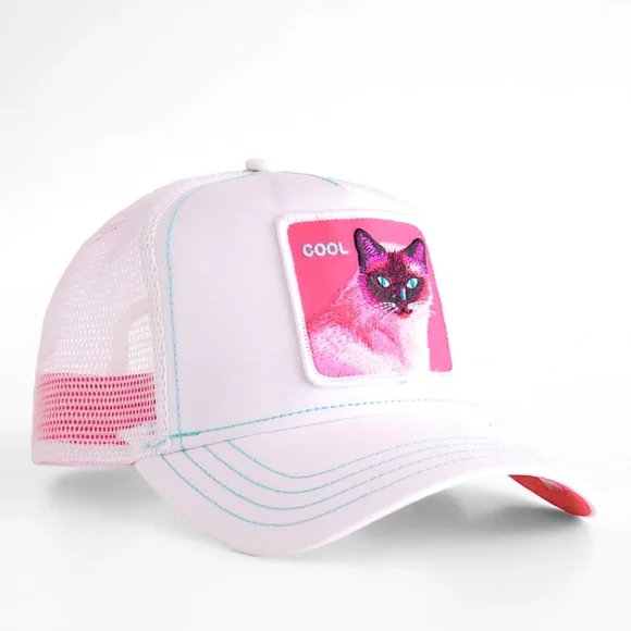 SOLD Goorin Bros Cool Kitty Pink Trucker Snapback Hat NWT - Picture 1 of 3